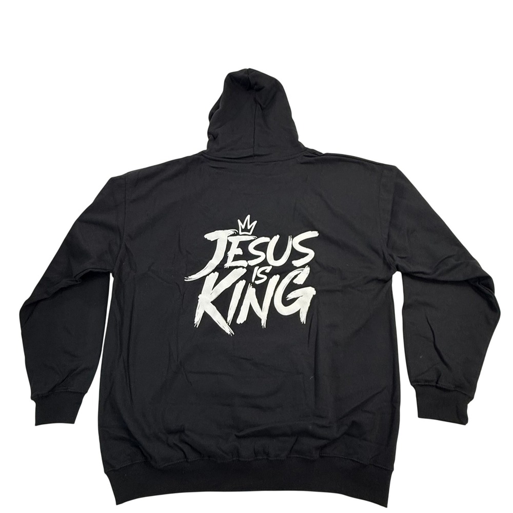 Gods Love Overcomes Jesus Is King Black Hoodie Sweatshirt 2X Mens Streetwear